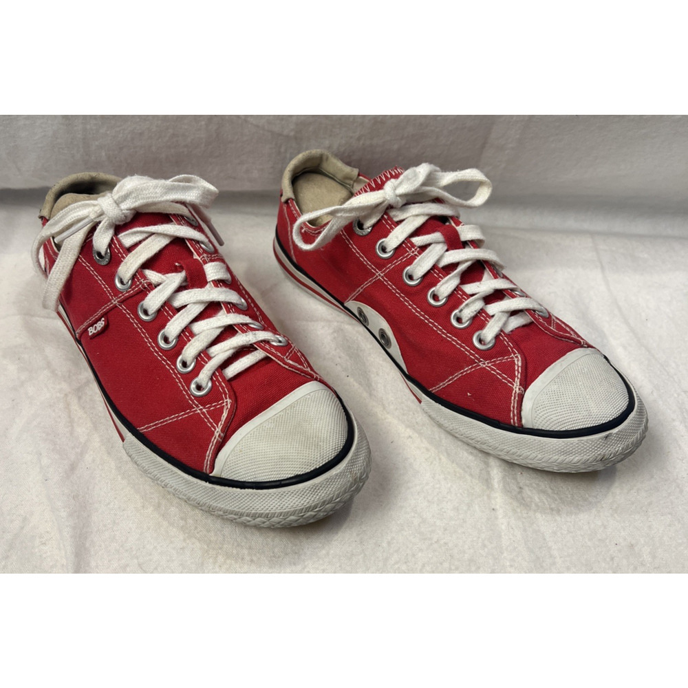 Skechers BOBS Red Canvas Laced Oxford Sneaker 33536 Womens 8